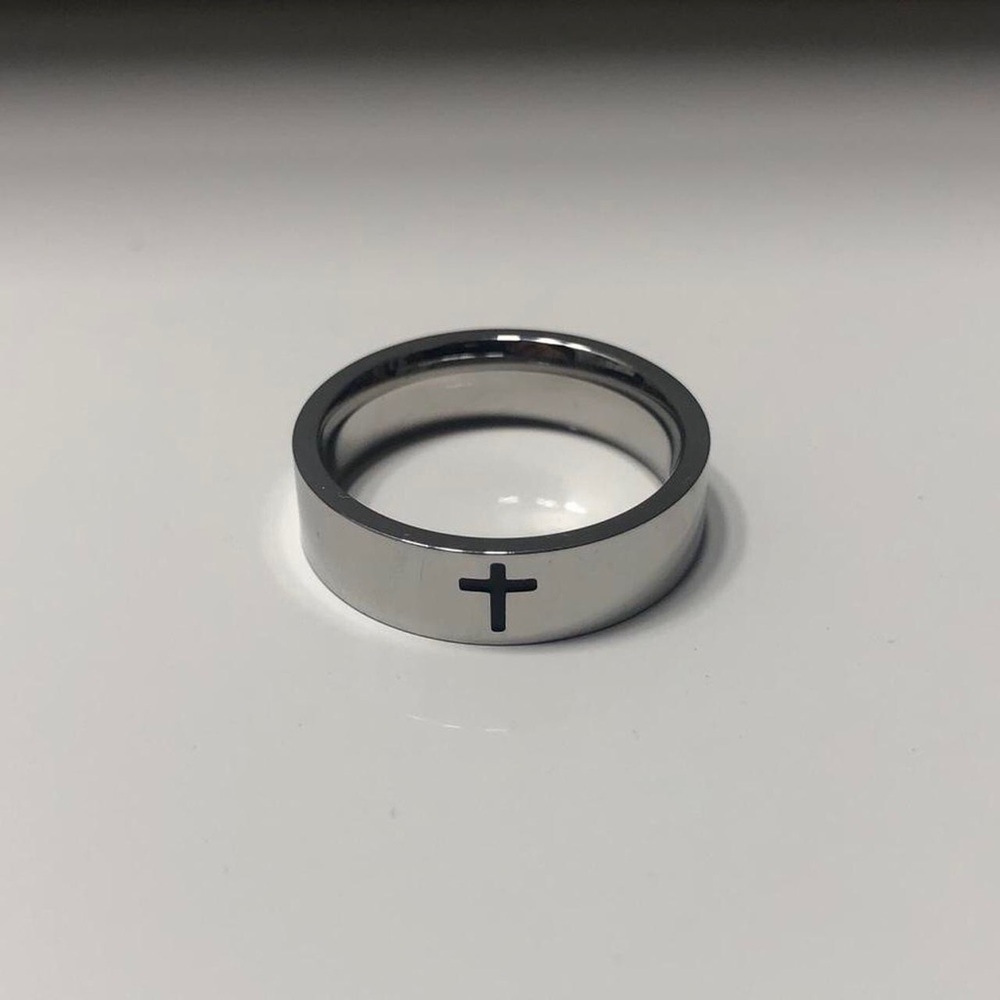 (Size 9) Unisex stainless steel Cross ring